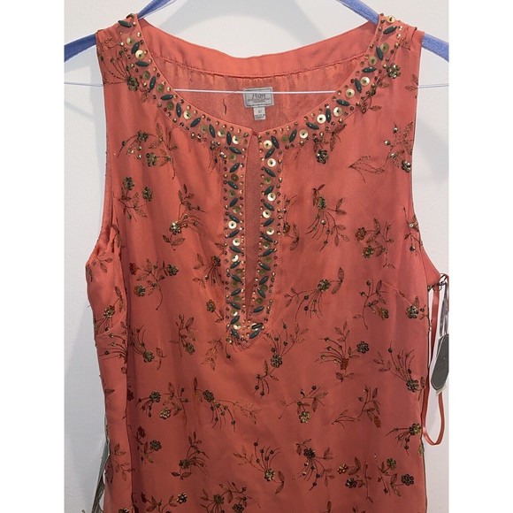 Pearl by Georgina Chapman of Marchesa Peach Gold  Beaded Embellished Dress 12 - Picture 3 of 16